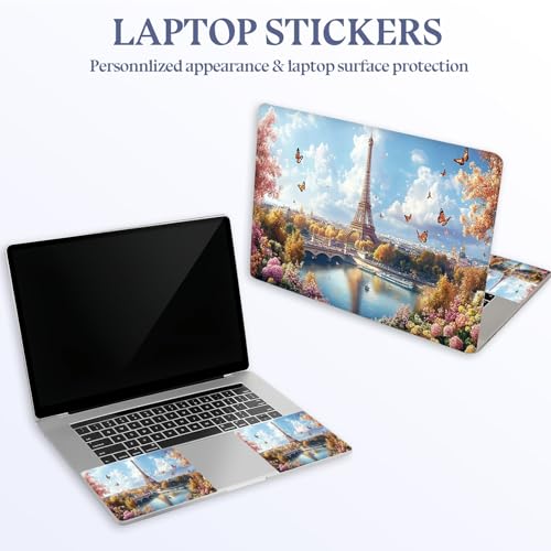 Universal Laptop Skin Sticker Decal,15.6 Inch Laptop Vinyl Cover for 13" 14" 15.6" Laptop,Scratch-Resistant Waterproof Protector Wrap,Reusable with Wrist Pads,Paris Eiffel Tower Garden - color: Paris Eiffel Tower Garden