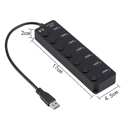 HOMSFOU Multi-Function USB Splitter Hub 7-Port Usb3.0 Hub for Laptop Pc Overcurrent Short-Circuit Protection