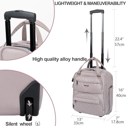 KROSER Carry On Underseat Multi-functional, 16-inch Underseater Lightweight Overnight Suitcase for Women, Dusty Pink - color: Grey Pink