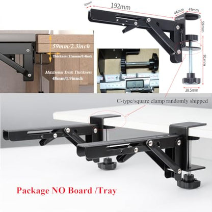 Under Desk Keyboard Tray Support Bracket Adjustable Desktop Extension Board Stand Clamp-on Keyboard Holder Arm Rest Tray Extension Plate Support Rack for Desk, NO Board/Tray, 1 Set (Style02) - style: Style02