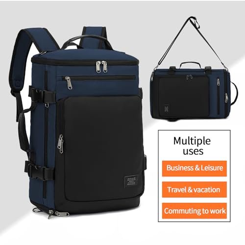 Kalesi Gym Duffle Bag Backpack 4-Way Waterproof with Shoes Compartment for travel Sport Hiking laptop - color: Business-dark Blue
