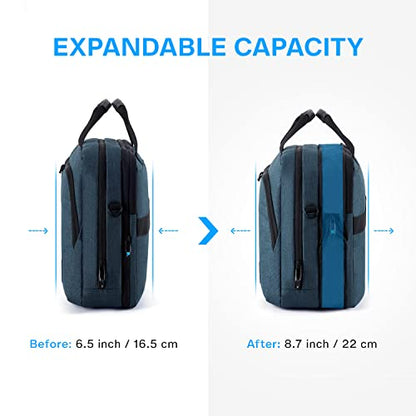 BAGSMART 17.3 Inch Laptop Bag Expandable Computer Briefcase, Dark Blue | Men Women Laptop Shoulder Bag,Work Bag Business Travel Office - color: Dark Blue-17.3 Inch