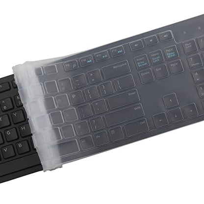 Keyboard Cover Skin for Dell KM636 KB216 KB216t KB216d KB216p Wired & Wireless Keyboard, Dell Optiplex 5250 3050 3240 5460 7450 7050, Dell Inspiron Desktop 24" 27" 5400 5490 7700 7790 3475 3670 3477 - color: Clear