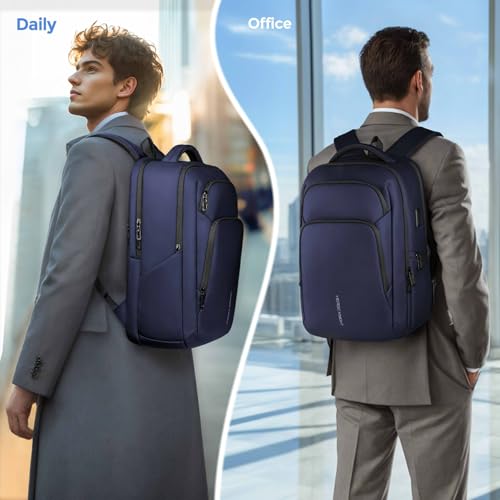 17.3 Inch Laptop Backpack for Men Women, 30L Travel Backpack | Carry-On Flight Approved,Work Computer Backpack with USB A&C Port,Business Laptop Bag,WaterResistant Anti-Theft Daypack - color: Blue