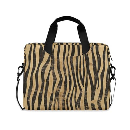 Laptop Carrying Case with Zipper Portable Crossbody Messenger with Handle and Shoulder Strap 15 6 inch Case Zipper Boho Vintage Simplified zebras Stripes