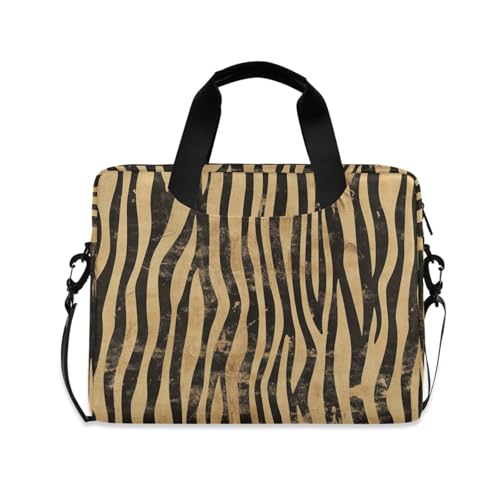 Laptop Carrying Case with Zipper Portable Crossbody Messenger with Handle and Shoulder Strap 15 6 inch Case Zipper Boho Vintage Simplified zebras Stripes