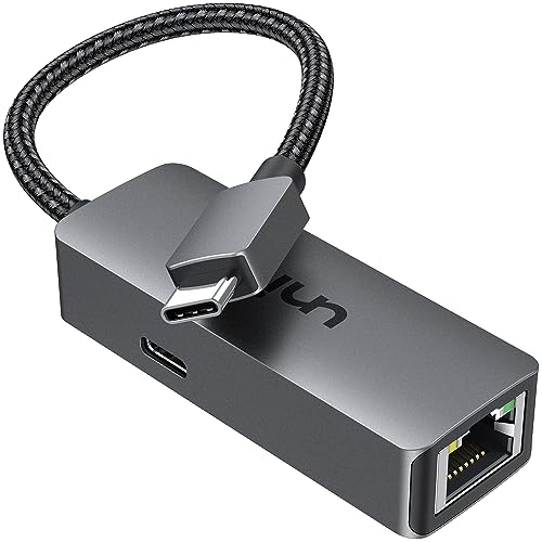 uni USB C to Ethernet Adapter with 100W Charging Port, RJ45 to USB C 1Gbps Type-C Gigabit Ethernet LAN Network Adapter Power Delivery PD for Laptop, MacBook Pro/Air, Dell XPS, Chromebook, Surface book - style: Grey-USB C+PD