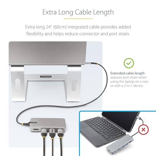 StarTech USB-C Triple 4K HDMI DP Docking Station, 100W Laptop Charging, GbE | Up to 85W host charging, 2ft 60cm cable, WoL, MAC address passthrough, Wi-Fi auto switch, Mixed-fleet rollout - style: Triple monitor