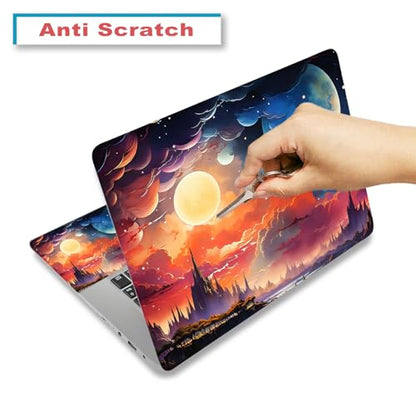 Laptop Decal Sticker Skin Cover, 11.6”12" 13" 13.3" 14" 15" 15.4" 15.6 inch Laptop Netbook Vinyl Skin Sticker Cover Art Notebook PC Removable Protector (2 Wrist Pad Included), Fantasy Universe - color: Fantasy Universe