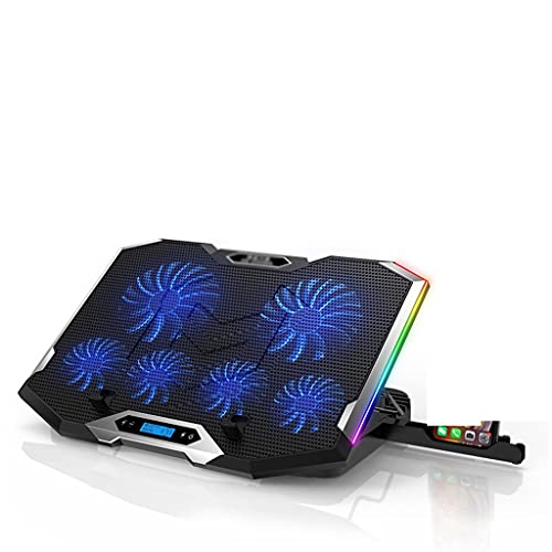 Laptop Cooler for 12-18 Inch Six Fans LCD Screen Cooling Pad Adjustable Notebook Stand Two Port - color: D