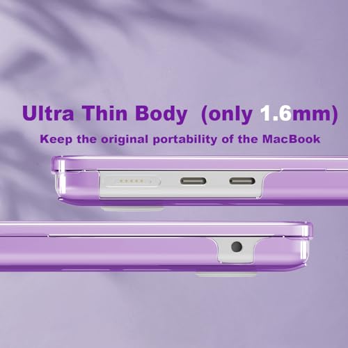 CISSOOK Compatible with MacBook Air 13.6 inch Case M2 M3 M4 M5 | A3449 A3240 A3113 A2681, 5in1 Set Hard Shell Case Keyboard Cover for MacBook Air 13 inch 2022 - 2026, Crystal Purple - color: Air13.6inch-Crystal Purple