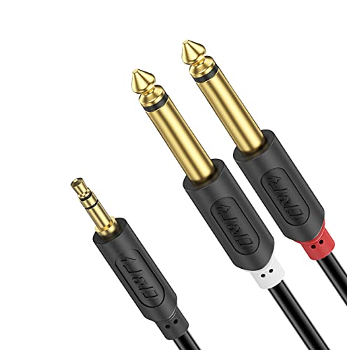 J&D 3.5mm 1/8 inch TRS Male to Dual 6.35mm 1/4 inch TS Male Mono Stereo Y-Cable Splitter with Gold Plated Audiowave Series for Amplifiers, Mixer, Audio Recorder, 15 Feet - size: 15 Feet