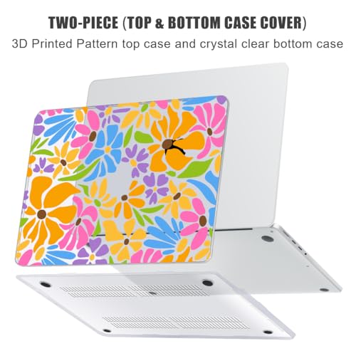 for with MacBook Pro 14 inch Case 2026-2021 M5 M4 M3 M2 M1 Pro/Max A3426 A3427 A3434 A3112 A3401 A2918 A2992 A2779 A2442, Hard Shell with Keyboard Cover+Protective Film, Colorful Flower - color: Colorful Flower