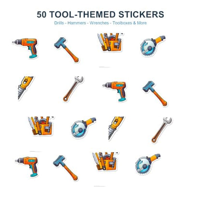 50PCS Tool Stickers for Kids, Waterproof Tool Box Decals for Water Bottles, Laptops, Scrapbooks, DIY Crafts and Party Favors - color: Tools