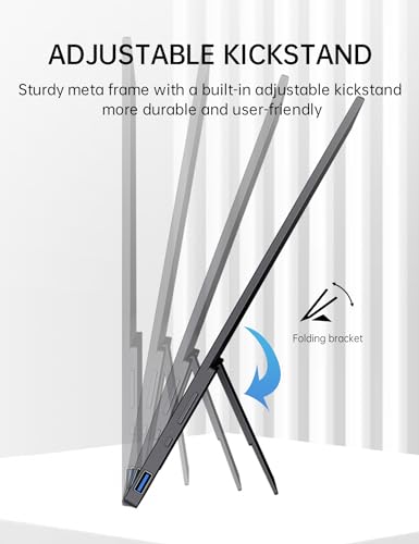 CAPERAVE Portable Monitor Touchscreen 15.6'', FHD IPS Touch Screen Monitor with Tempered Glass, Ultra Slim with Kickstand & Speaker, HDMI USB C External Screen for Laptop PC