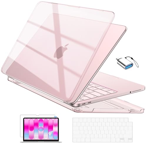 EooCoo for MacBook Neo Case 13 inch 2026 Model A3404 with A18 Pro Chip, Scratch Resistant Protective Hard Shell Case & Keyboard Cover & Screen Film, Crystal Blush - color: Crystal Blush