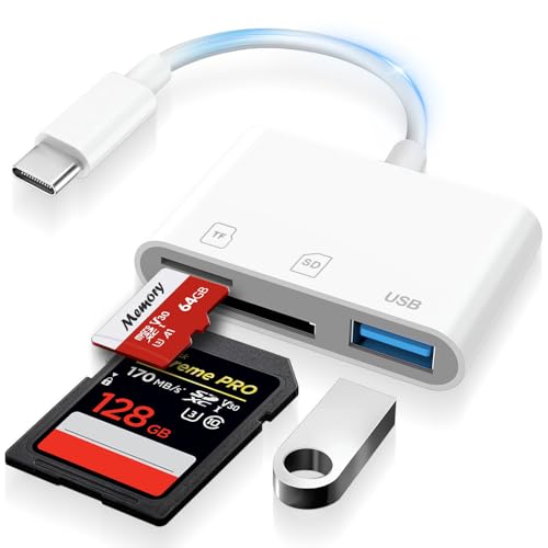 USB C SD Card Reader for iPhone 15-17, USB C to Micro SD Memory Card Adapter for iPad/Mac Pro/Air, USBC/Type C Camera Card Reader with USB A Port for iPhone 16 and More Android USBC Devices | TF / SD to USB C SD Card Adapter for iPhone 17/16/15/ iPad/Mac,