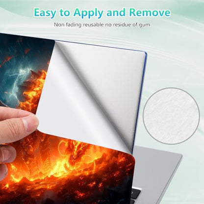 Laptop Skin Sticker Decal 12"-15.6" Universal Laptop/Notebook/Netbook Vinyl - Waterproof Scratch Resistant,Fits HP Dell Lenovo MacBook,2 Free Wrist Pads,Easy Apply & Remove,Fire Dragon Castle - color: Fire Dragon Castle