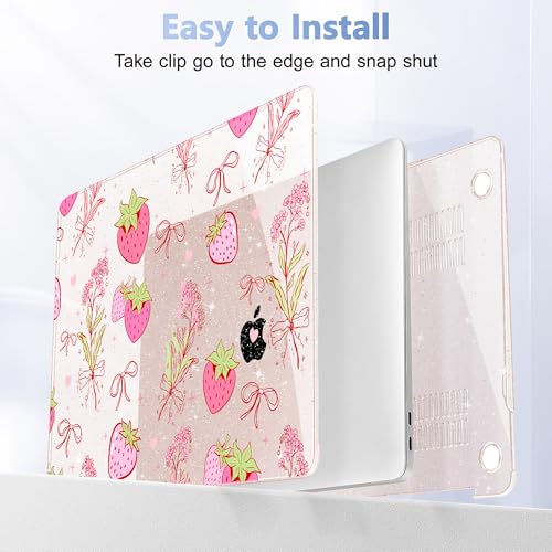 May Chen Compatible with MacBook Air 13 inch Case 2022 2021, 2020-2018 Release Model: M1 A2337 A2179 A1932, Plastic Hard Shell Case Cover for Mabook Air 13 inch with Retina Dispaly, Strawberry Bow - color: Strawberry Bow