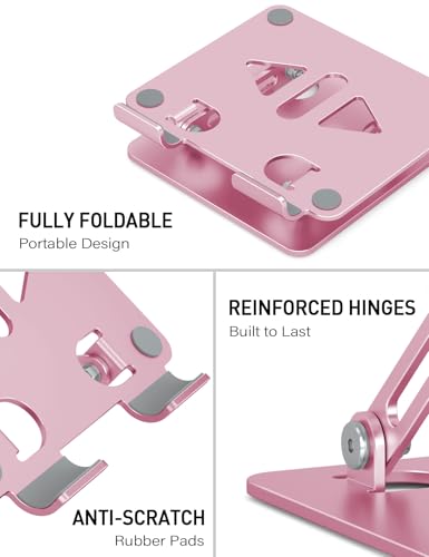 Aoviho Tablet Stand for Desk,Adjustable Tablet Holder,Rose Gold | Stable Aluminum Design, Fits iPad Pro/Air/Mini & Samsung Tablets, Adjustable Viewing, Ideal for Office & Home - color: Rose Gold