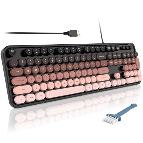 MOFII Computer Keyboards Wired, Plug Play USB Full Size Typewriter Keyboard, Cute Colorful Aesthetic Keyboard with Foldable Stands for Windows PC Laptop (Black Berry) - color: Black Berry