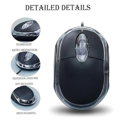 Wired Mini Optical Mouse with Ergonomic Design, USB Computer Mice for Laptops and PCs,Office and Home,School,Kids (Black, Wired) - color: black