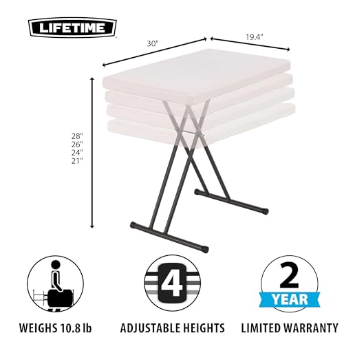 LIFETIME 28240 Adjustable Folding Laptop Table TV Tray, 30 Inch Almond - color: Almond, size: 30 Inch
