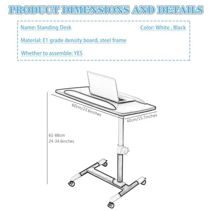 Laptop Table, Height Adjustment Workstation, Training Institution Sit Stand Standing Desk, 45° Flip Desktop Standing Desk, Mobile Sofa Side Table(Black) - color: Black