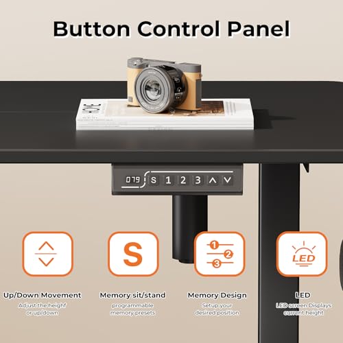 Electric Standing Desk, 40" ×20" Samll Standing Table, Height Adjustable Compact Sit Stand Desk with Splice Board, Home Office Table with 2 Hooks, Black - color: Black, size: 40"