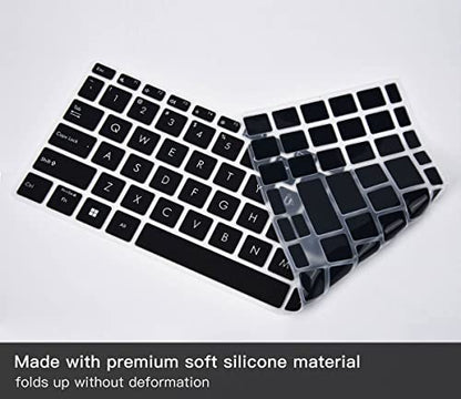 2PCS Keyboard Cover for ASUS VivoBook 16X 16 F1605 F1605VA M1605 F1603 M1603 X1603, Vivobook Go 15.6" E1504FA, VivoBook Pro 16X OLED K3605 K6602 N7601 TN3604,VivoBook 15 15.6 K3502 M3502 M1503 K6501 - color: Black+Clear