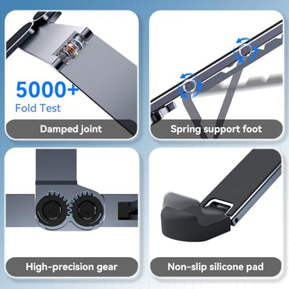 Portable Laptop Stand, Foldable Laptop Riser for Desk, 6-Level Adjustable Ergonomic Computer Stand, Premium Aluminum Alloy Notebook Holder Compatible with 10-17 Inch Laptops & Tablets - color: GREY