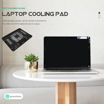 UKCOCO Silent Laptop Cooling Pad with USB Fans, Black Plastic Laptop Riser Holder for Desk, Computer Accessory Suitable for Gaming and Office Use