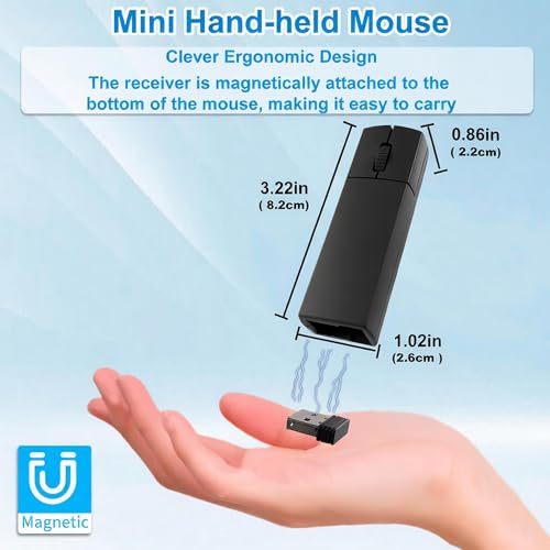 Wireless Mini Finger Mouse, Silent Tri-Mode Bluetooth 5.1/4.0 & 2.4GHz Ergonomic Portable PC Mouse with Case,Rechargeable Travel Ultra Lightweight Small Handheld Mice for Desktop Laptops PC Computer