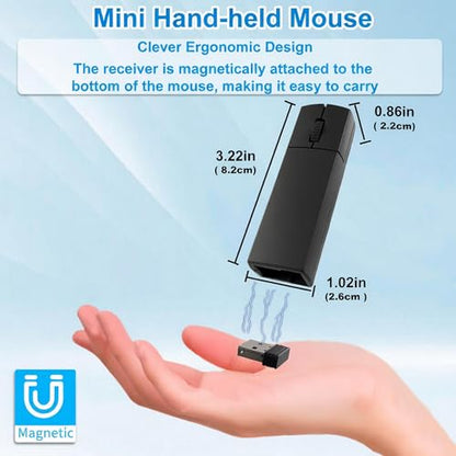 Wireless Mini Finger Mouse, Silent Tri-Mode Bluetooth 5.1/4.0 & 2.4GHz Ergonomic Portable PC Mouse with Case,Rechargeable Travel Ultra Lightweight Small Handheld Mice for Desktop Laptops PC Computer