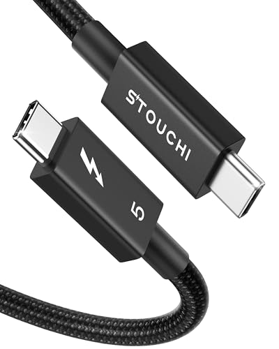 2 Packs Intel Certified Thunderbolt 5 Cable 80Gbps, up to 120Gbps Bandwidth, Dual 8K Display, 240W Power, Compatible with Thunderbolt 5/4, USB4, MacBook, SSD, eGPU, Premium Braided Cable, 2.6FT - size: 2.6Ft