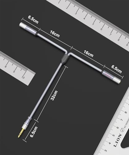 Microphone Splitter 2 Feet/60CM TRS 1/4 inch Splitter 1 Male to 2 Female, 6.35mm Stereo Male Plug to Dual 6.35mm Female-Grey(2PACK) - size: 2ft/60CM-2PACK, style: 1/4" Splitter 1 Male to 2 Female