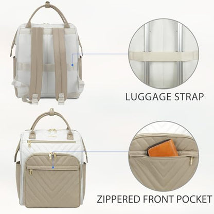 VANKEAN 17 Inch Laptop Backpack for Women Large Capacity Waterproof Daypack - color: Beige-khaki, size: 17.3 Inch