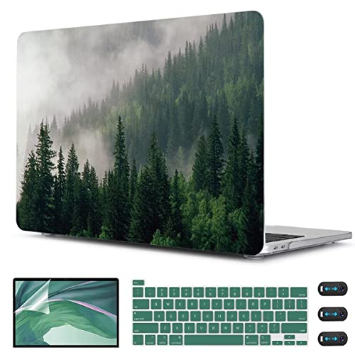 CISSOOK Compatible with MacBook Pro 13 inch Case with Touch Bar 2020-2025 | 4in1 Set Hard Shell Case with Keyboard Cover +Screen Protector for Pro 13 M2 A2338 M1 A2251 a2289, Forest - color: Pro13inch-Green Forest