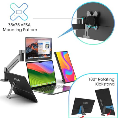 Kado 15.6" FHD Portable Monitor for Laptop 1080p Second Display IPS | 45W Reverse Charging HDMI USB-C, 1920x1080 Laptop Screen Extender, Kickstand for PC, Mac, Dex, Tablet, Xbox, PS4/PS5, Switch - size: 72% sRGB