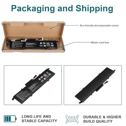 Futurebatt C41N1908 Battery Replacement for Asus ROG Zephyrus G14 GA401II GA401IV GA401IH GA401IU GA401IV GA401IV-BR9N6 GA401Q GA401QH GA401QM - size: C41N1908 14.17*4.33*1.02in