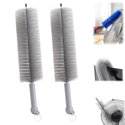 2 Pcs Bendable Microfiber Duster, Upgrade Reusable Bendable Cleaning Brush for Home Electric Fan Air Conditioner Car Vent Curtains Cleaner (Gray) - color: Gray