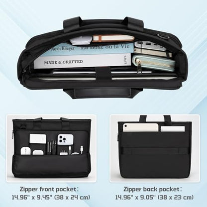 RAINYEAR 15.6 Inch Expandable Laptop Bag with Handle for Men Women | Waterproof Large Capacity Laptop Shoulder Bag Carrying Bag Briefcase Compatible with 15.6 inch Laptop Computer PC - color: Black