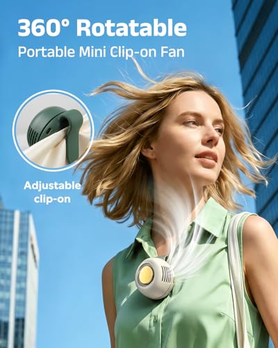 Personal Fan Clip-On, 360° Rotatable Portable Silent Mini Bladeless Fan | 3-Speed Personal Clip On Fan Rechargeable Whirlwind Clip Fan for Shirt Waist Outdoor, Travel, Home - color: Beige