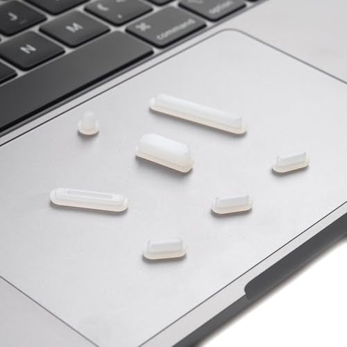 7 PCS Anti Dust Dirt Plug Cups Set for MacBook Pro 14 & MacBook Pro 16 inch M4 M3 M2 M1 Pro/Max 2024-2021 Released Dust Plugs -Clear - color: Clear, size: 7 PCS