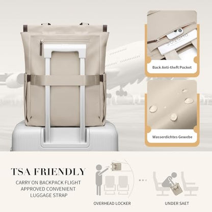 GOLF SUPAGS Convertible Laptop Backpack for Women Casual Daypack Notebook Tote Bag for Work College Travel Leisure (Apricot) - color: Apricot-n