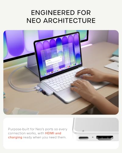 Satechi USB-C Snap Hub for MacBook Neo, 6-in-2 Flush Dual-Connector Hub with 4K/60Hz HDMI, 45W Pass-Through Charging, SD & microSD Card Readers, USB-A & USB-C 5Gbps Data, Silver - color: Silver