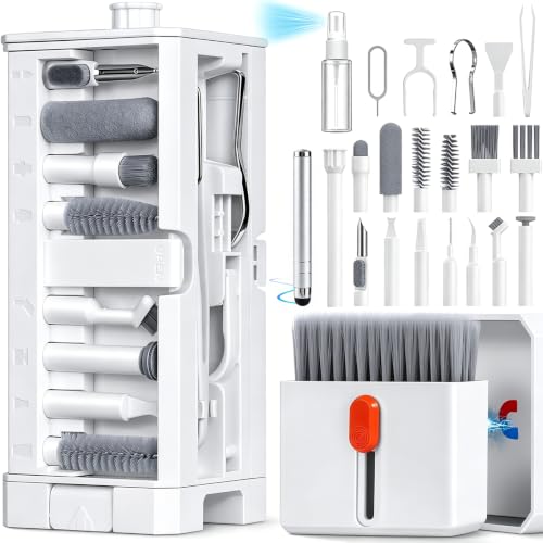 Inesore 32 in 1 Phone Cleaning Kit for iPhone AirPods MacBook Earbuds-White | 32 tools for iPhone, AirPods, iPad, MacBook, keyboards, earbuds and camera lens; charging port, speaker and screen cleaning - color: White