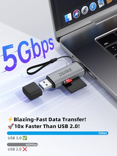 SD Card Reader, Dual Slots USB 3.0 USB C to Micro SD Card Adapter | Aluminum Memory Card Reader for SD/microSD/SDXC/SDHC. Compatible with iPhone 17/16/15, MacBook Pro/Air, iPad & Android - color: Space Gray