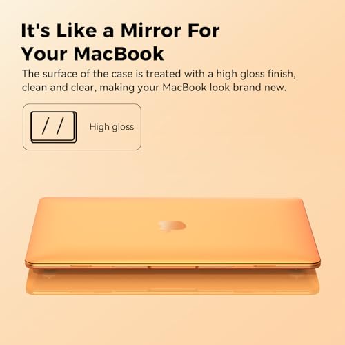 EooCoo for MacBook Air 13.3 inch Case with Keyboard and Screen Protector | Ultra Thin and Transparent, Hard Case Compatible with MacBook Air 13.3 inch M1 Chip 2021-2018 with Retina Display - color: Crystal Orange