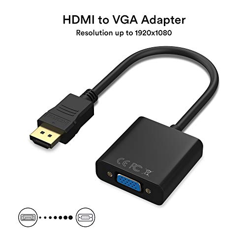 HDMI to VGA Adapter 1080P, HDMI Male to VGA Female Adapter with Audio and DC for Laptop,pc,Desktop,TVbox,Xbox,PS3,PS4 etc -Black